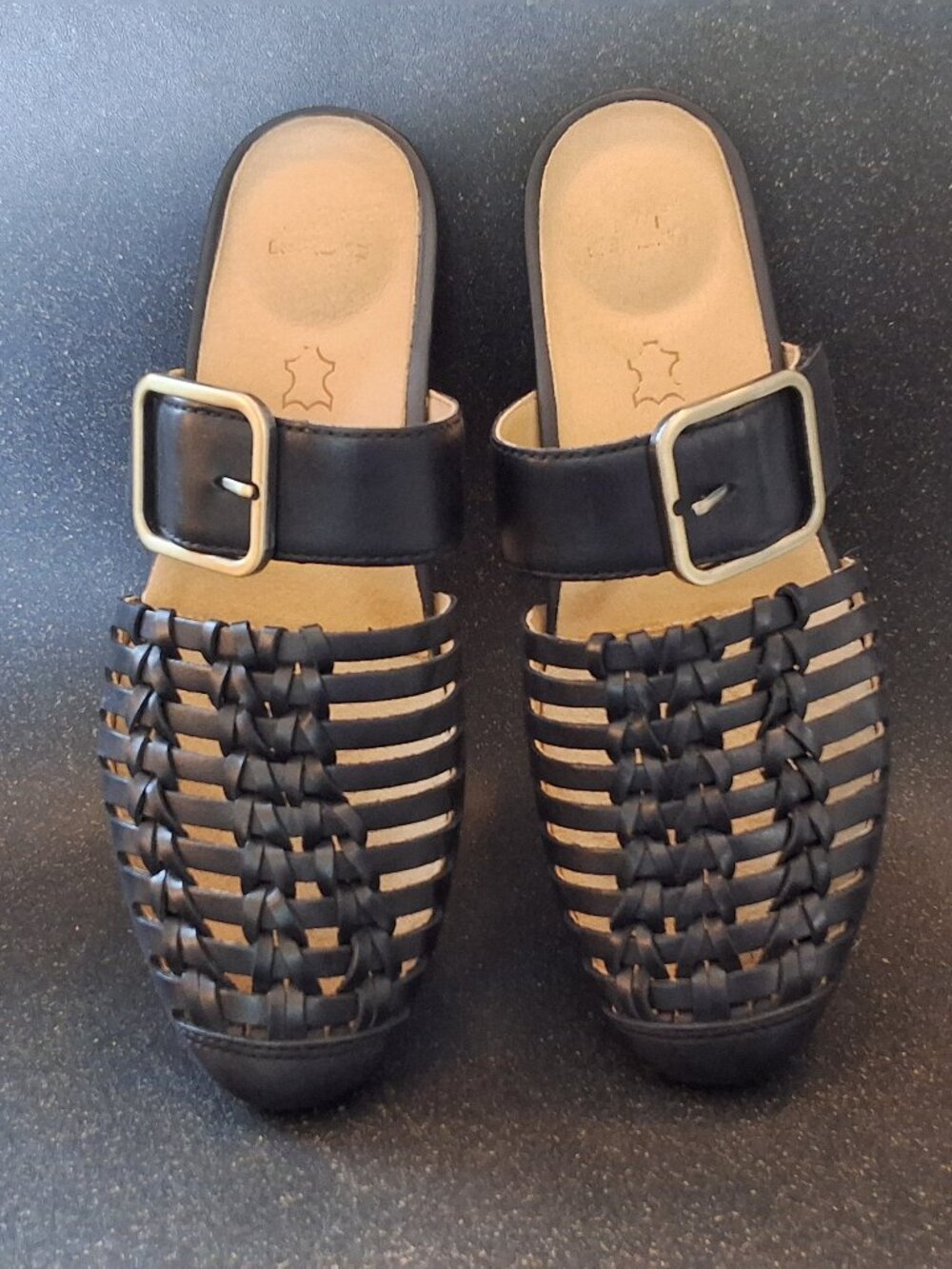 Dansko Leilani Leather Huarache Flat Mules - Black